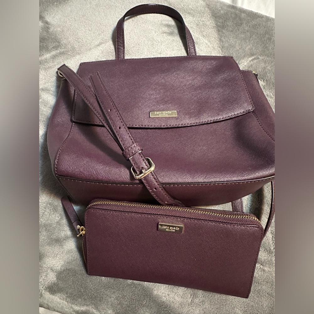 Purple Leather Women's Bag Set